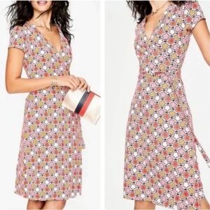 Boden Pink Frosting Floral Wrap Dress